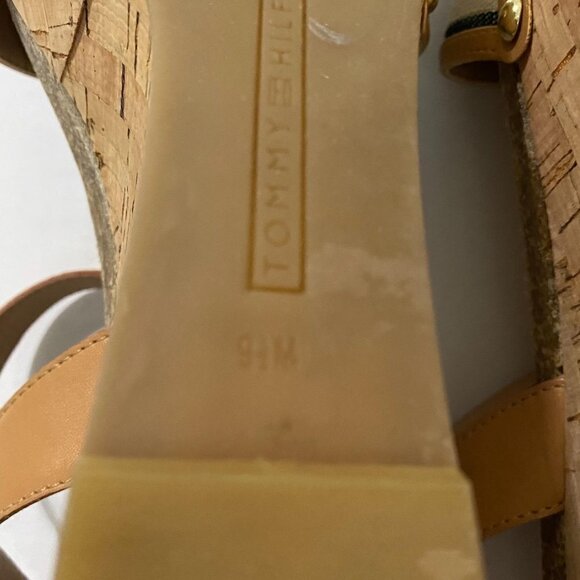 Tommy Hilfiger Women's Twhottie Nautical Logo Stripe Cork Wedge Sandals Size 9.5 - Picture 9 of 12